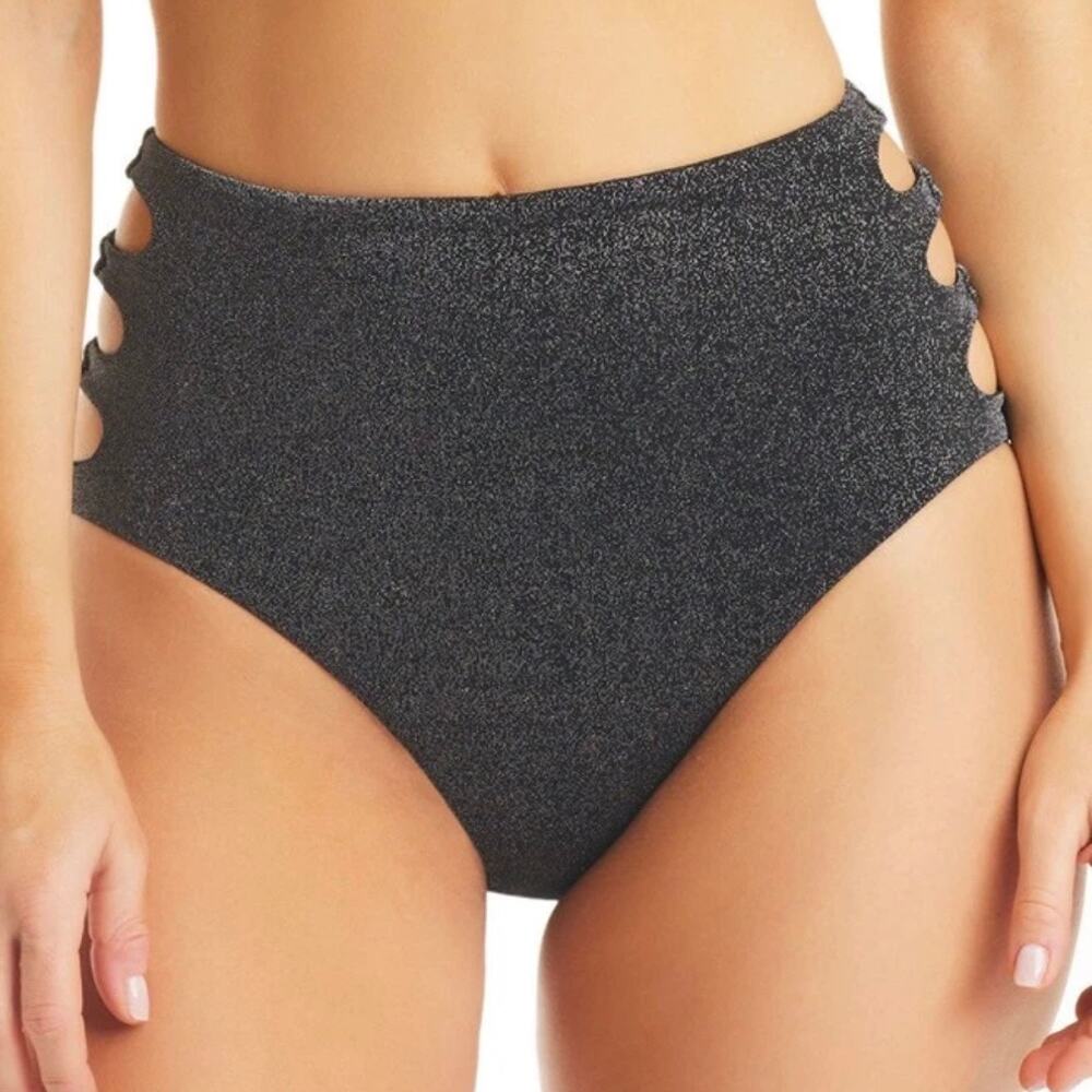 Bar Ill Women's Shimmering Cut-Out
High Rise Bikini Bottoms (Black, Small)